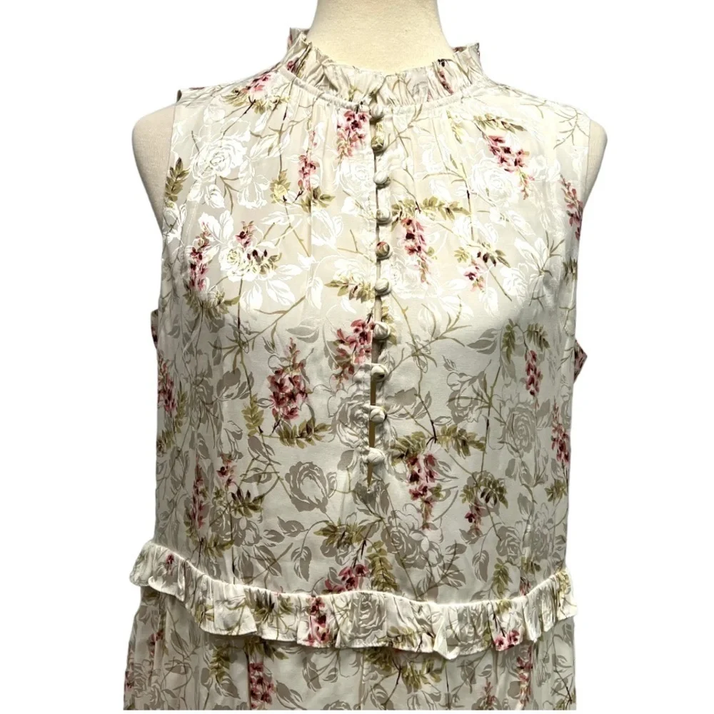 Rebecca Taylor Ivie Silk Floral Tiered Ruffle Shift Dress Women’s 8 NWT - Picture 6 of 16